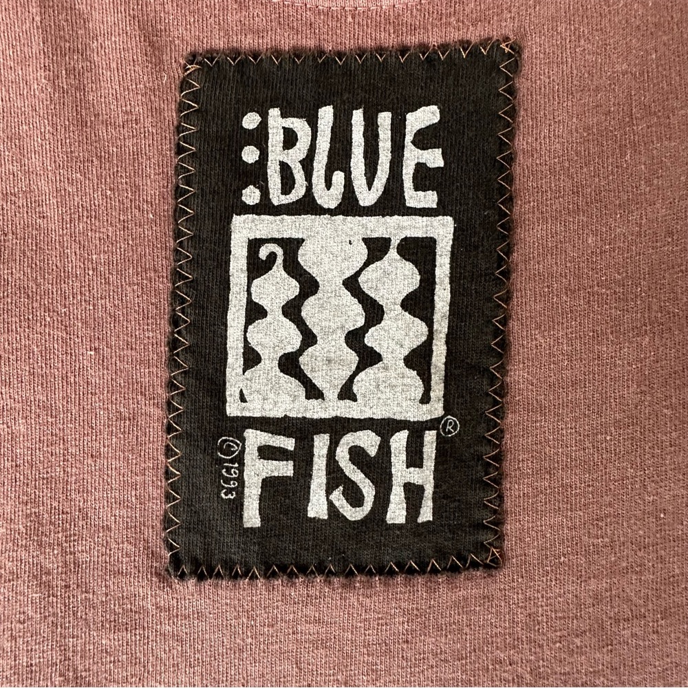 Vintage 1993 Blue Fish Dress hand printed sleeveless cotton